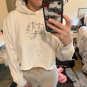 brandy melville white cropped hoodie